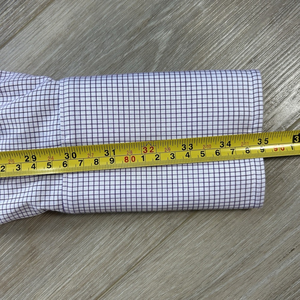 Charles Tyrwhitt Dress 15.5/34 Purple Check Non-Iron Extra Slim Fit French Cuffs - Picture 7 of 8